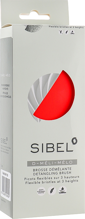 Szczotka do włosów puszystych i długich, czerwona - Sibel D-Meli-Melo Detangling Brush — Zdjęcie N5