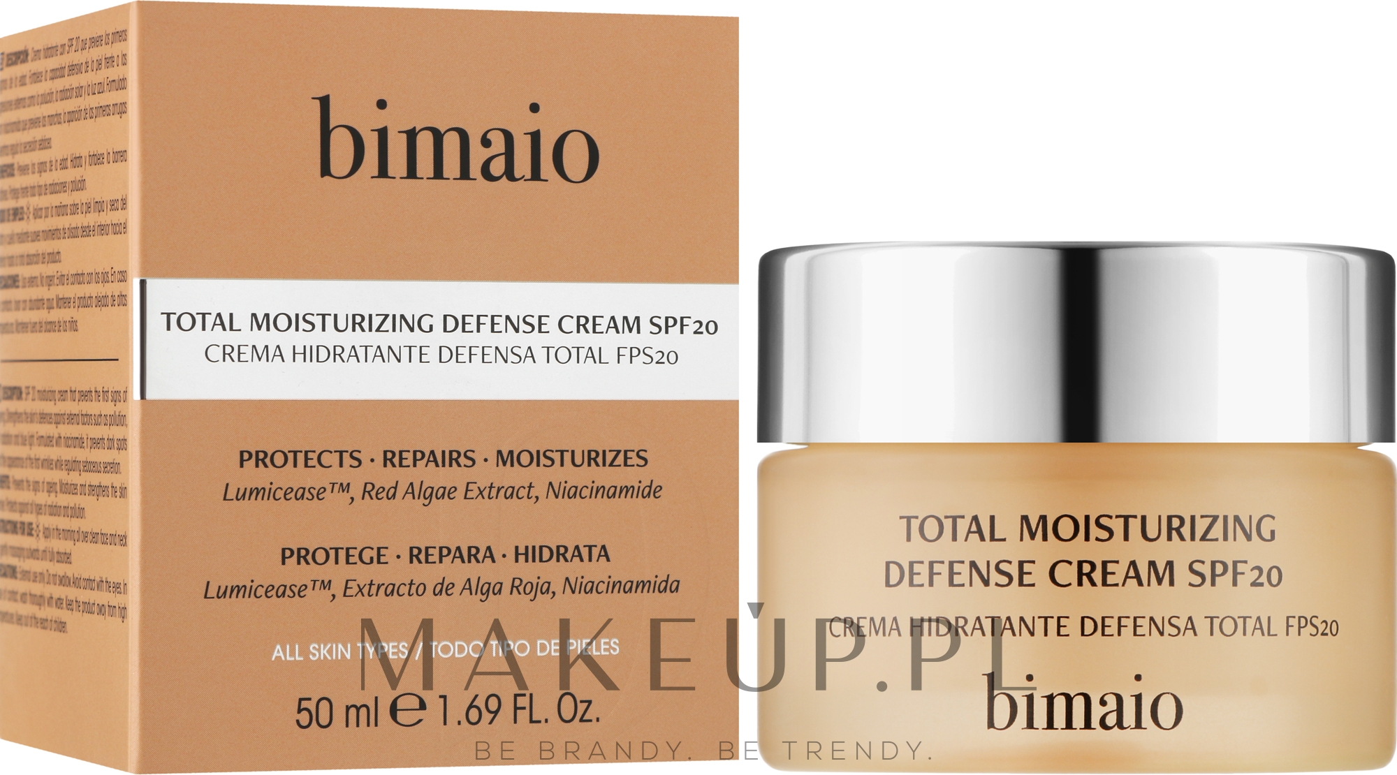 Nawilżający krem ochronny do twarzy SPF20 - Bimaio Total Moisturizing Defense Cream — Zdjęcie 50 ml