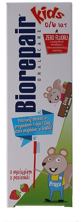 PRZECENA! Pasta do zębów bez fluoru z wyciągiem z poziomki dla dzieci 0-6 lat - BioRepair Kids Toothpaste * — Zdjęcie N2