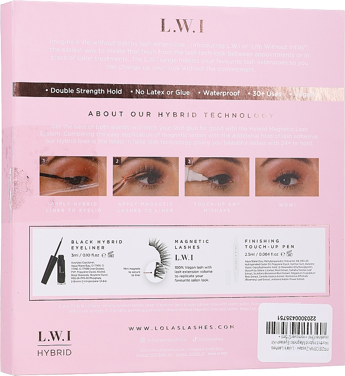 PRZECENA! Zestaw - Lola's Lashes Worth It Hybrid Magnetic Eyelash Kit (eyeliner/3 ml + remover/2.5 ml + eyelashes/2 pcs + applicator) * — Zdjęcie N3