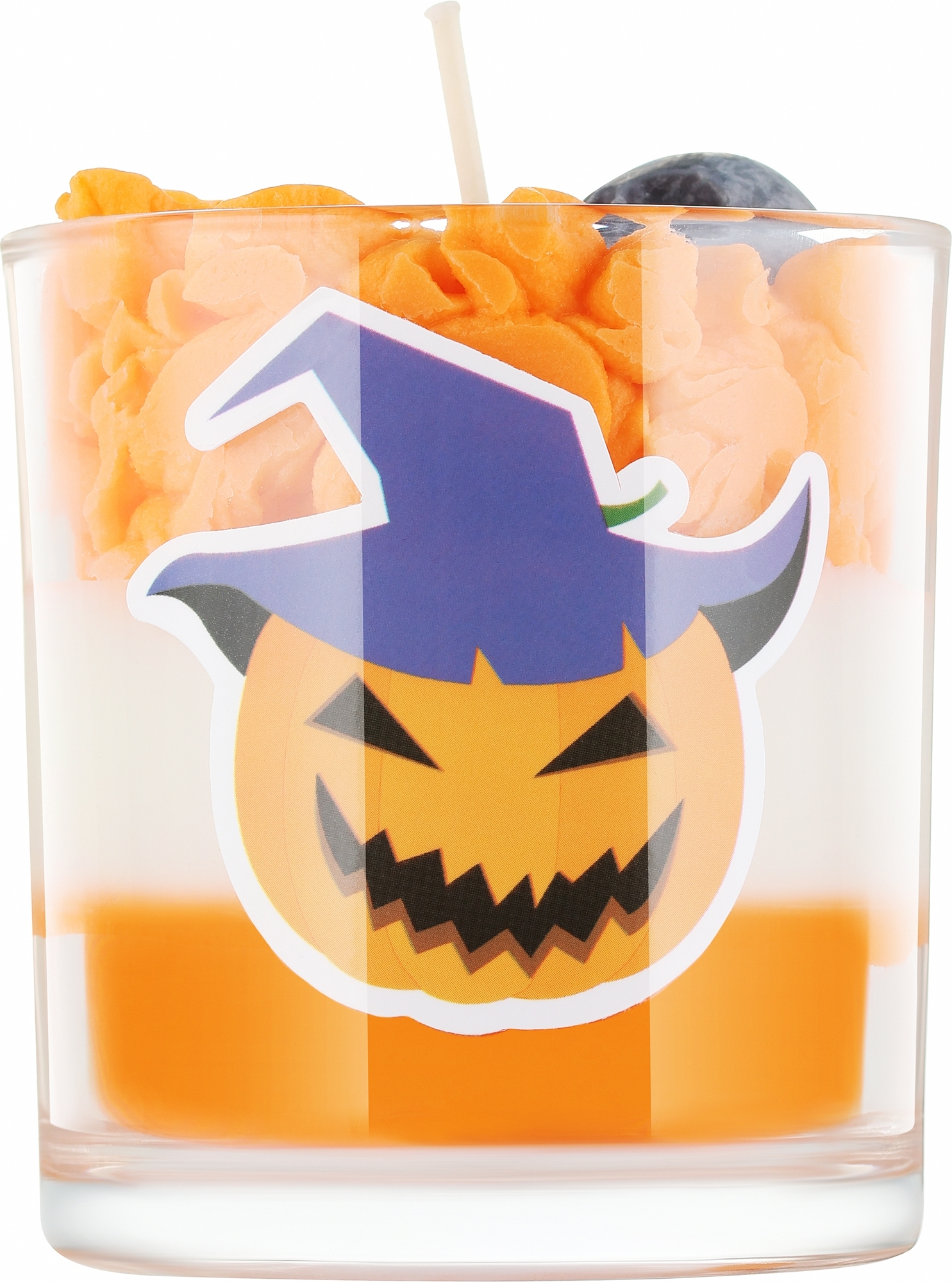 Świeca dekoracyjna Halloween, dynia z fioletowym kapeluszem - KaWilamowski Scented Candle — Zdjęcie 230 ml