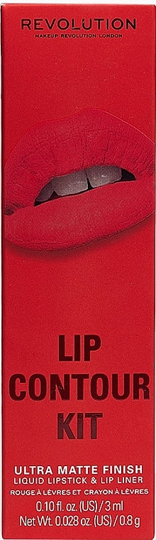 Zestaw do makijażu ust - Makeup Revolution Lip Contour Kit Sassy Red (lipstick/3ml + l/pencil/0.8g) — Zdjęcie N1