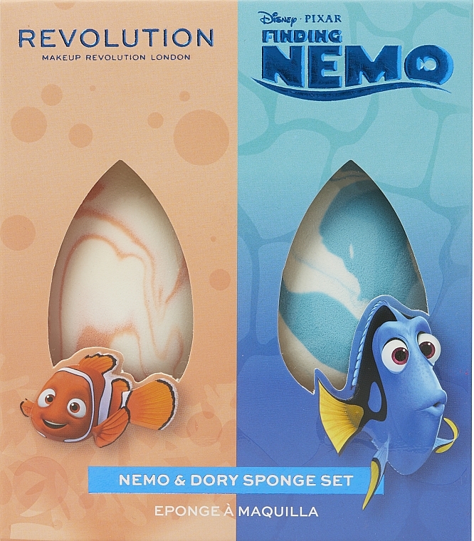 Zestaw gąbek do makijażu, 2 szt. - Makeup Revolution Disney & Pixar’s Finding Nemo Nemo & Dory Sponge Set — Zdjęcie N1