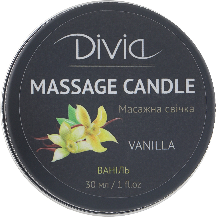 Waniliowa świeca do masażu dłoni i ciała, Di1570 (30 ml) - Divia Massage Candle Hand & Body Vanilla Di1570  — Zdjęcie N1
