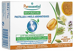 Kup Pastylki miodowe do ssania na chrypkę i zmęczone struny głosowe - Puressentiel Respiratory 3 Aromatic Honeys Lozenges