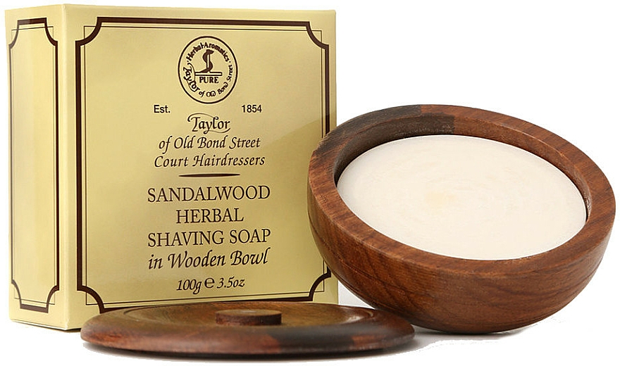 Tradycyjne mydło do golenia w drewnianej miseczce Drzewo sandałowe - Taylor of Old Bond Street Sandalwood Herbal Shaving Soap — Zdjęcie N1