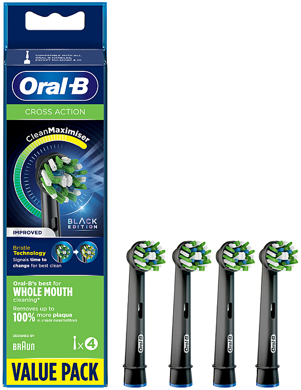 Wymienne końcówki do elektrycznej szczoteczki do zębów, 4 szt. - Oral-B Cross Action Black Power Toothbrush Refill Heads — Zdjęcie N1