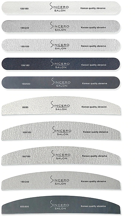 Zestaw 10 pilników do paznokci - Sincero Salon Nail File Set — Zdjęcie N2