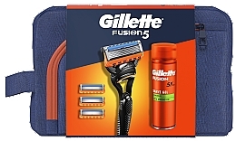 Zestaw - Gillette Fusion 5 (gel/200ml + razor/1pc + blade/4pcs + bag/1pc) — Zdjęcie N1