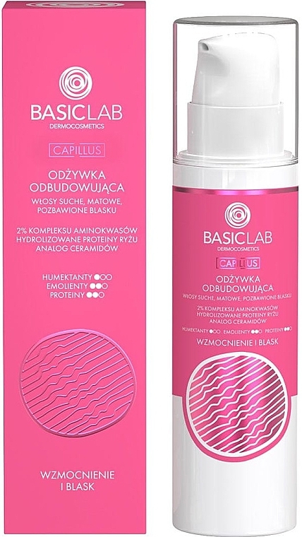 Odżywka odbudowująca do włosów suchych, matowych i pozbawionych blasku - BasicLab Dermocosmetics Capillus — Zdjęcie N1