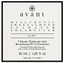 Przeciwstarzeniowy, odnawiający krem do twarzy - Avant Ultimate Hyaluronic Acid Resurfacing DUO Moisturiser — Zdjęcie N3