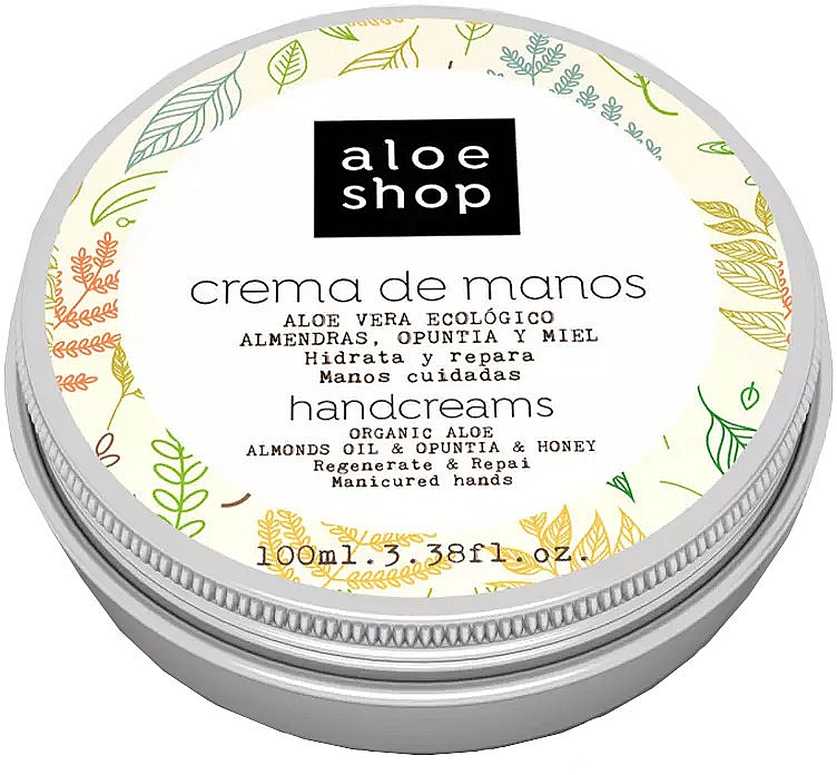 Organiczny krem do rąk z aloesem, olejem migdałowym, opuncją figową i miodem - Aloe Shop Organic Aloe Almonds Oil & Opuntia & Honey Hand Cream — Zdjęcie N1