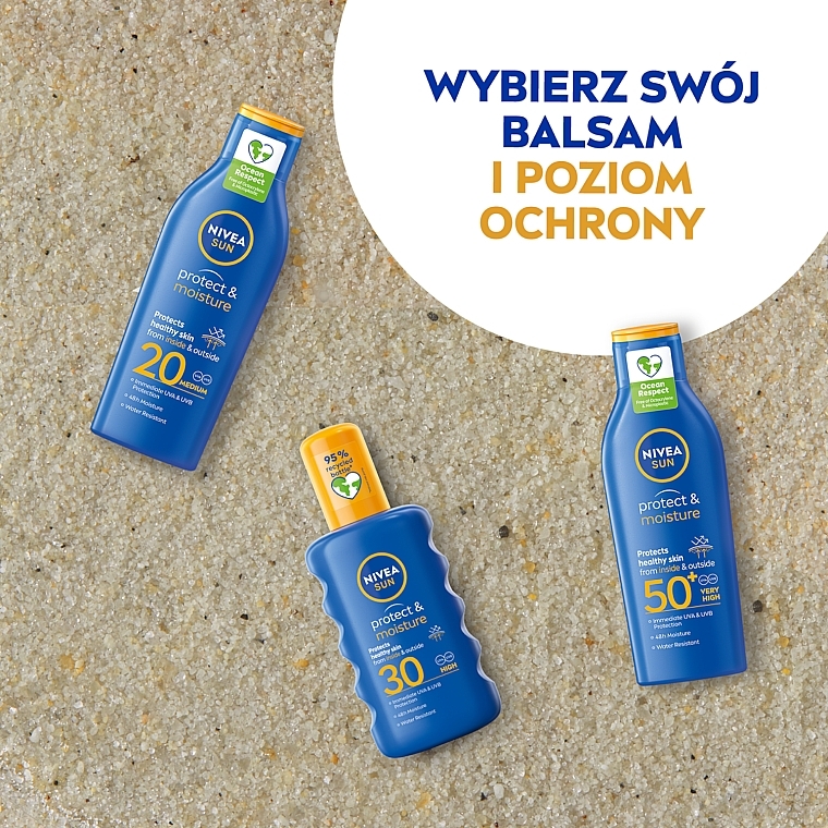 Wodoodporny balsam do opalania - NIVEA SUN Protect & Moisture Sun Lotion SPF20 48H Moisture — Zdjęcie N7