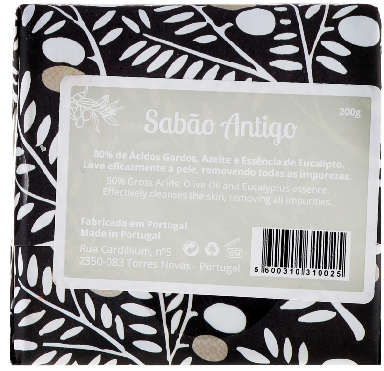 Naturalne mydło w kostce, czarno-biały kartonik - Essencias De Portugal Tradition Ancient Soap — Zdjęcie N2