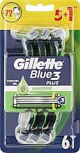 Jednorazowe maszynki do golenia, 6 szt. - Gillette Blue 3 Sensitive — Zdjęcie N1