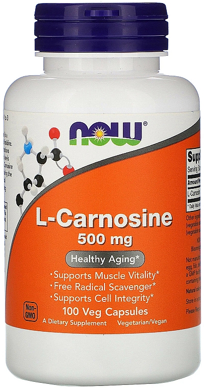 Suplement diety L-karnozyna, 500 mg - Now Foods L-Carnosine Veg Capsules — Zdjęcie N3