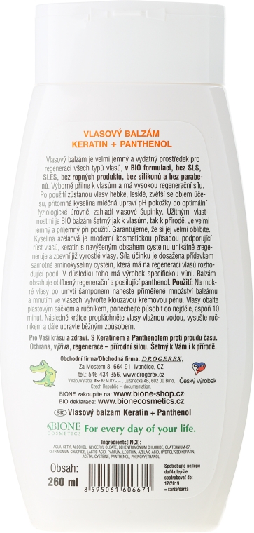 Keratynowy balsam do włosów - Bione Cosmetics Keratin + Panthenol Hair Balm — Zdjęcie N2