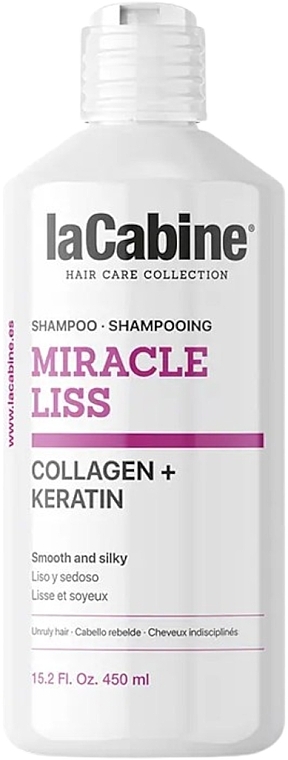 Szampon wygładzający do włosów z kolagenem i keratyną - La Cabine Miracle Liss Shampoo Collagen + Keratin  — Zdjęcie N1