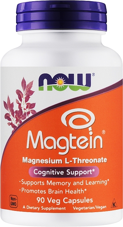 Minerały L-treonian magnezu w kapsułkach - Now Foods Magtein Magnesium I-Threonate Veg Capsules — Zdjęcie N1