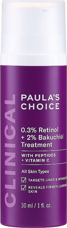 Serum przeciwstarzeniowe z retinolem i bakuchiolem - Paula's Choice Clinical 0.3% Retinol + 2% Bakuchiol Treatment — Zdjęcie N1