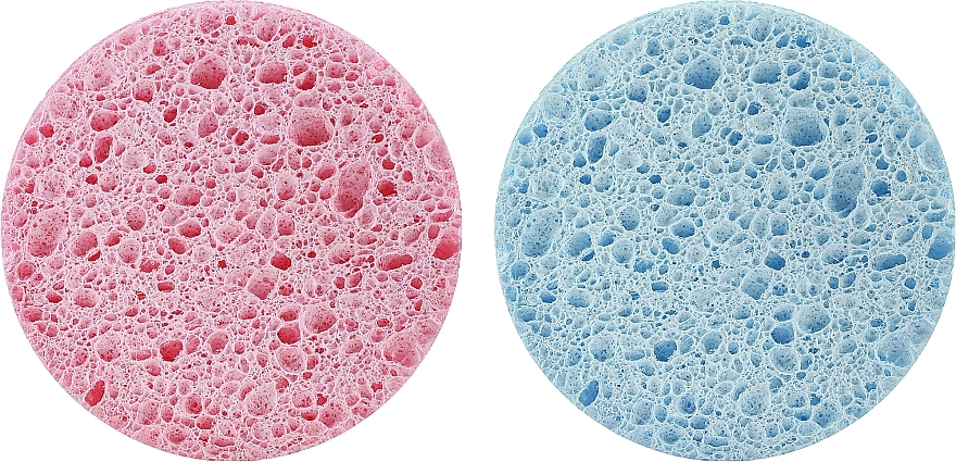 Gąbka do demakijażu, 2 szt., d 80 mm, różowy+niebieski - Disna Pharma — Zdjęcie N1