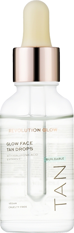 Samoopalające krople do twarzy z kwasem hialuronowym - Makeup Revolution Drops For The Face With Hyaluronic Acid — Zdjęcie N1