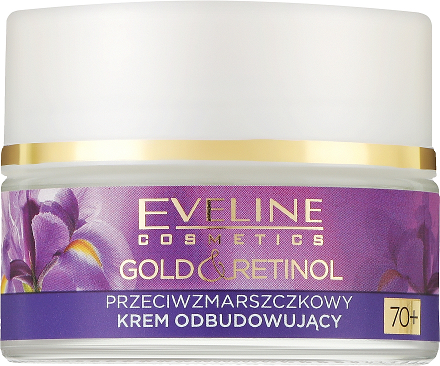 Przeciwzmarszczkowy krem odbudowujący do twarzy ze złotem i retinolem - Eveline Cosmetics Gold And Retinol 70 + — Zdjęcie N1