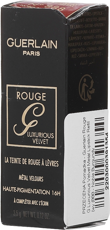 PRZECENA! Pomadka - Guerlain Rouge G Luxurious Velvet Metal Lipstick Refill (wymienny wkład) * — Zdjęcie N2