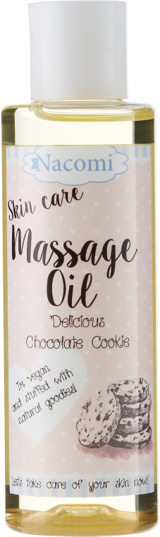 Nawilżający olejek do masażu Pyszne czekoladowe ciasteczko - Nacomi Delicious Chocolate Cookie Massage Oil