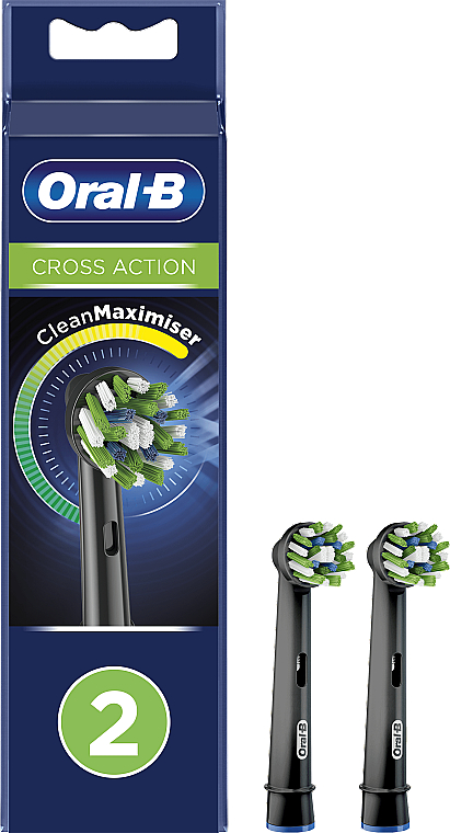 PREZENT! Wymienne końcówki do szczoteczki elektrycznej, 2 szt. - Oral-B Cross Action Black Power Toothbrush Refill Heads — Zdjęcie N1