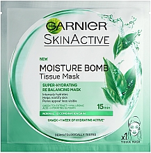Kup Rozjaśniające płatki pod oczy - Garnier Skin Active Green Tea Moisture Bomb Eye Tissue Mask