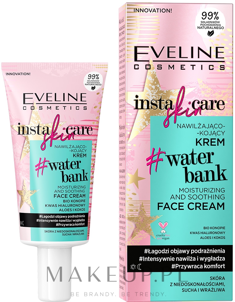 Nawilżająco-kojący krem do twarzy - Eveline Cosmetics Insta Skin Care #Water Bank — фото 50 ml