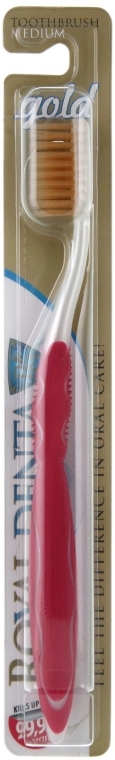 Szczoteczka do zębów, średnia miękkość, z nanocząsteczkami złota, różowa - Royal Denta Gold Medium Toothbrush — Zdjęcie N2
