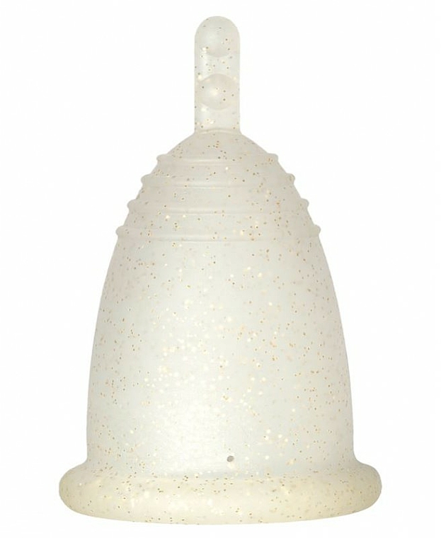 Kubeczek menstruacyjny z nóżką, rozmiar S, złoty brokat	 - MeLuna Sport Menstrual Cup  — Zdjęcie N1