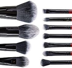 Zestaw pędzli do makijażu MB-290, 11 szt. w czarno-srebrnym etui - MaxMar Brush Set — Zdjęcie N3