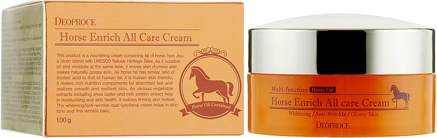 Odżywczy krem do twarzy z tłuszczem końskim - Deoproce Horse Enrich All Care Cream