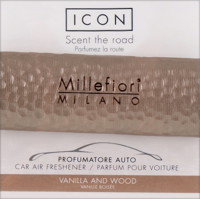 Samochodowy dozownik zapachów Odcienie metalu: wanilia i drewno - Millefiori Milano Icon Car Metal Shades Fragrance Vanilla And Wood — Zdjęcie N1