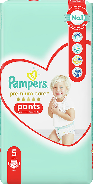 Pieluchomajtki rozmiar 5 (12-17 kg), 52 szt. - Pampers Premium Care Pants — Zdjęcie N2