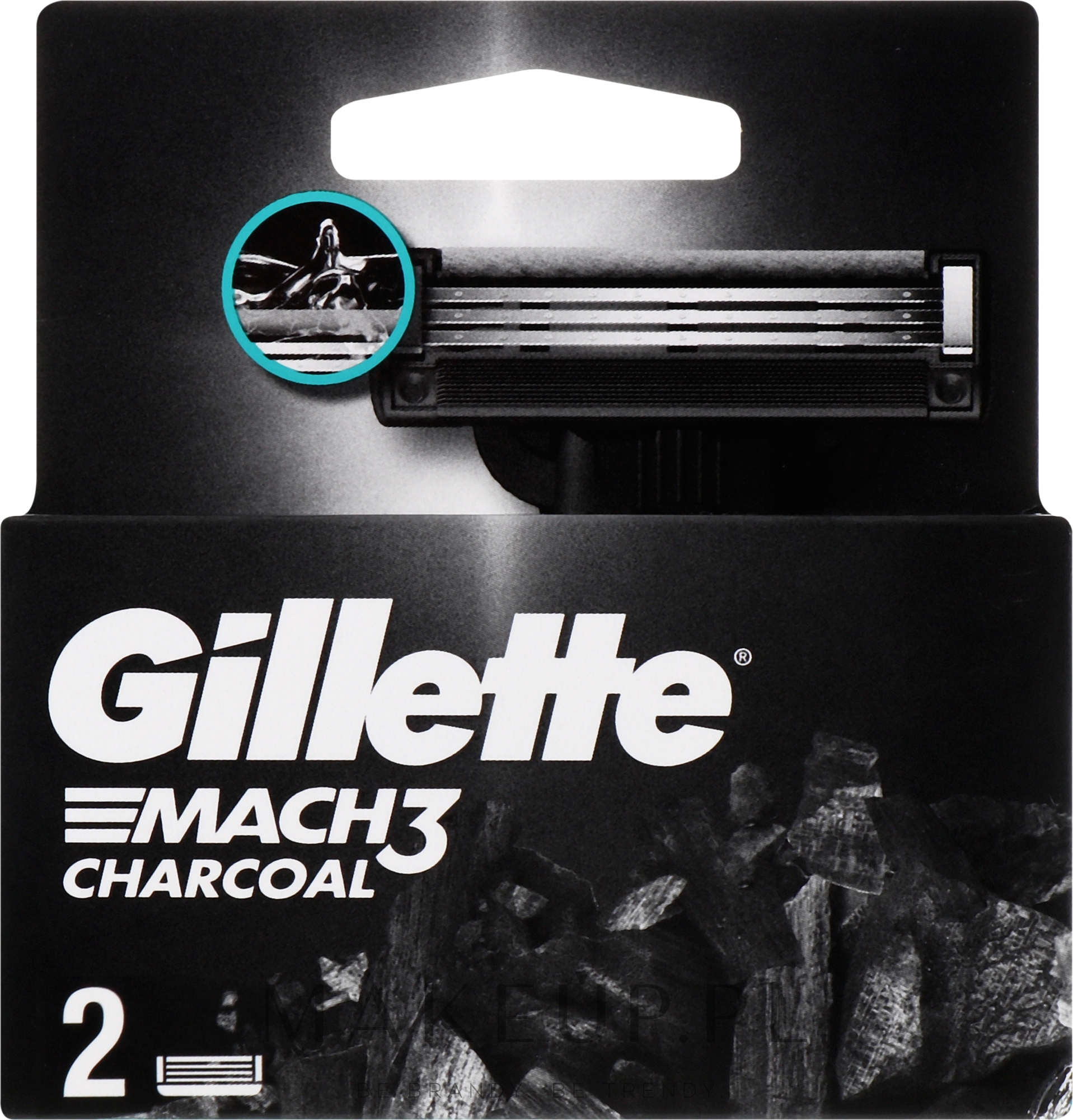 Wymienne wkłady do golenia z węglem drzewnym - Gillette Mach-3 Charcoal — Zdjęcie 2 szt.