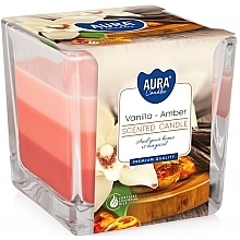 Kup Świeca w kwadratowej szklance Wanilia i bursztyn - Bispol Aura Vanilla Amber Candles