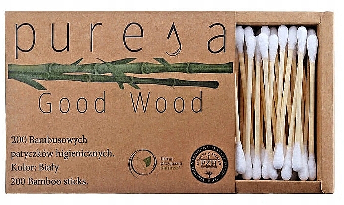 Patyczki bambusowe w pudełku, białe - Puresa Good Wood