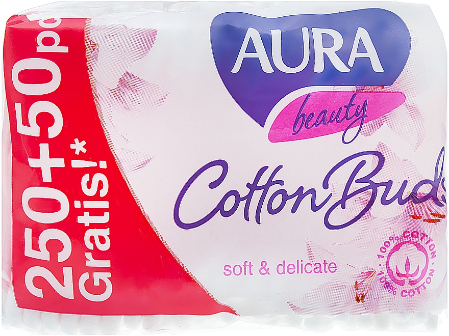 Patyczki kosmetyczne 300 szt. - Aura Beauty Soft&Delicate — Zdjęcie N1