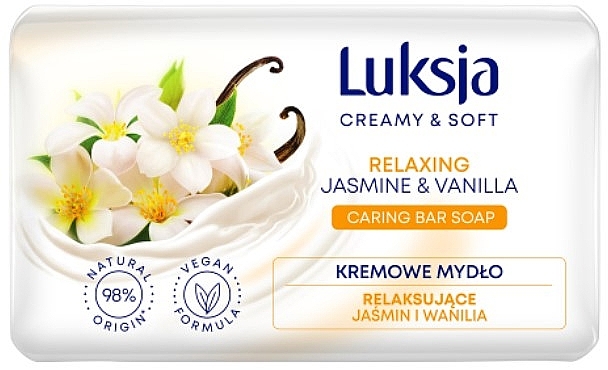 Kremowe mydło Jaśmin i wanilia - Luksja Creamy & Soft Relaxing Jasmine & Vaniila Caring Bar Soap — Zdjęcie N1