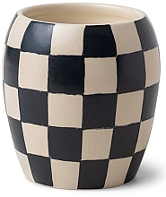 Świeca zapachowa Czarna figa i oliwka, czarna - Paddywax Checkered Porcelain Candle Black Fig & Olive — Zdjęcie N1