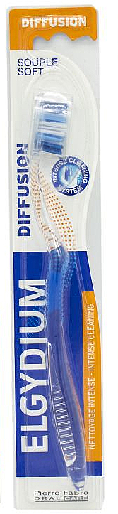 Szczoteczka do zębów, miękka, niebieska - Elgydium Diffusion Soft Toothbrush — Zdjęcie N1