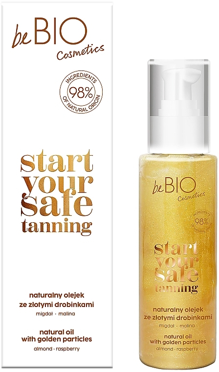 Naturalny olejek do ciała ze złotymi drobinkami - BeBio Start Your Safe Tanning Natural Oil With Golden Particles 