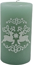 Kup Świeca dekoracyjna 7,8 x14 cm, zielona z reniferem - Admit