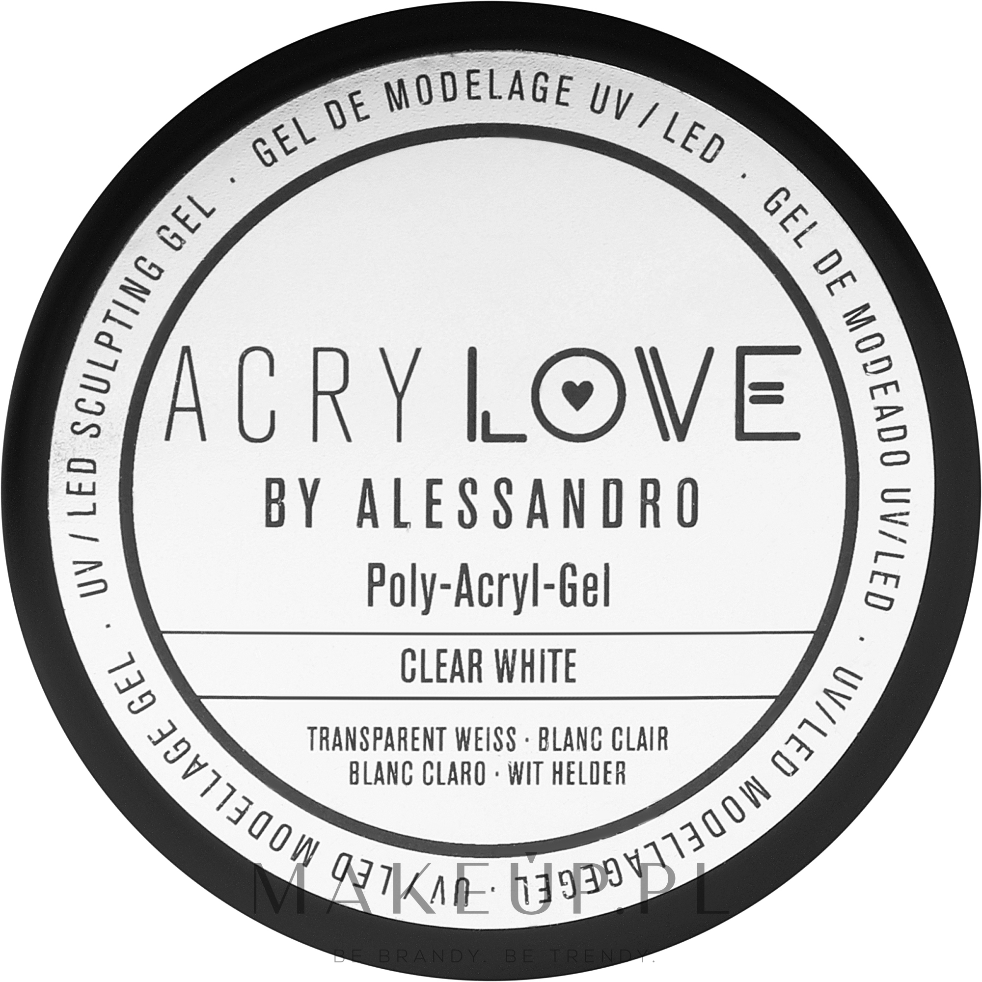 Poliakrylowy żel do paznokci - Alessandro International AcryLove Poly-Acryl-Gel Clear White — Zdjęcie 50 g