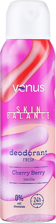Dezodorant do ciała w sprayu Czerwone owoce i wanilia - Venus Skin Balance Red Fruit & Vanilla Energy Deodorant — Zdjęcie N1