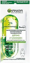 Detoksykująca maska tkankowa z wysokim stężeniem nikotynamidu do tłustej skóry twarzy - Garnier Skin Naturals — Zdjęcie N1